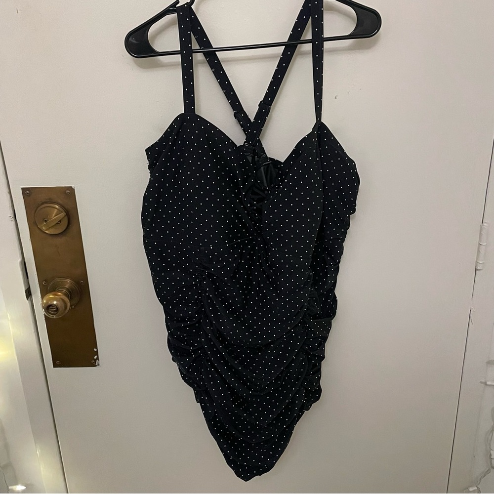 Torrid Black and White Polka Dot Swimsuit